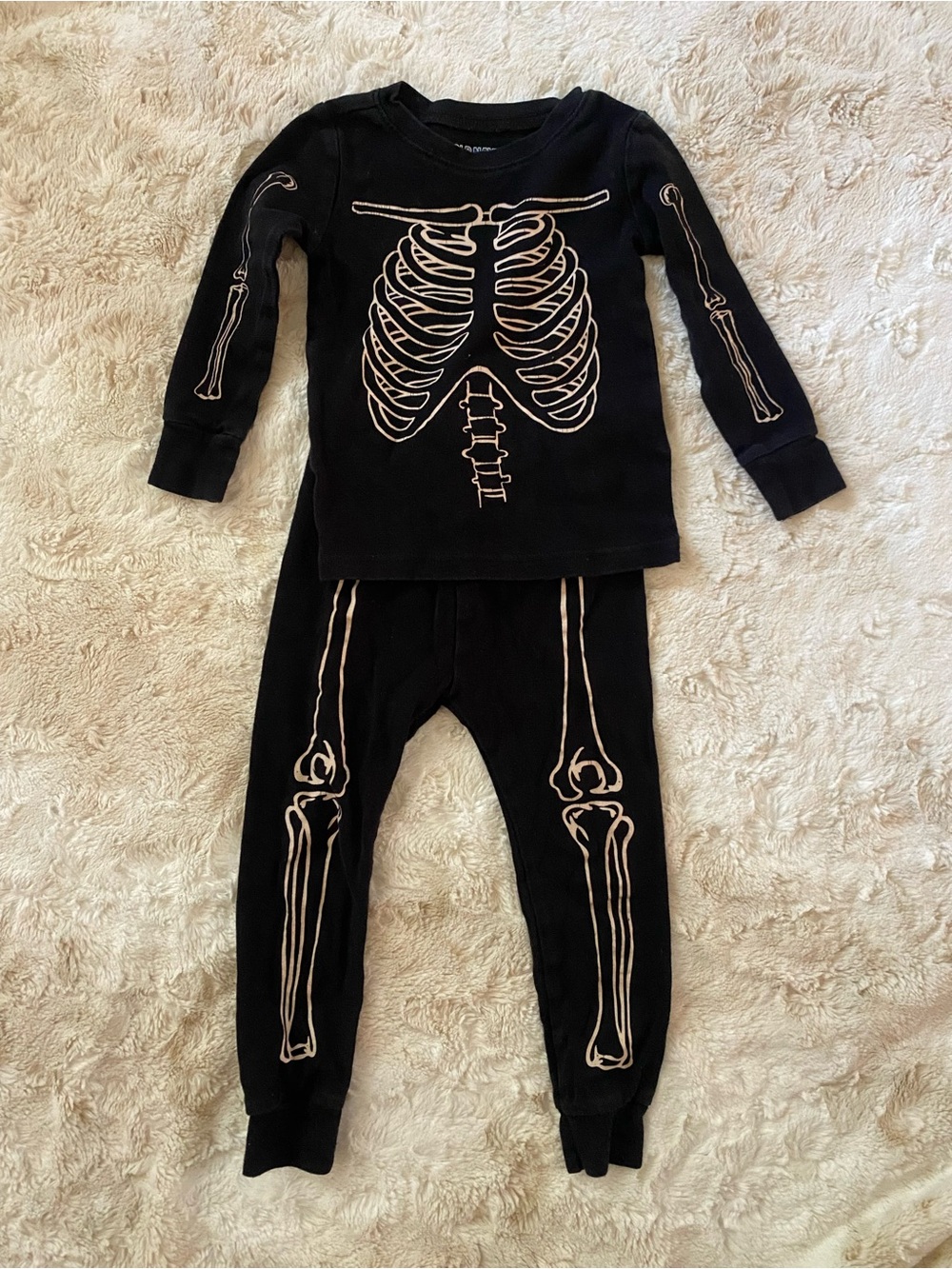Old Navy Black Skeleton Pajama Set with Glow Bone Print